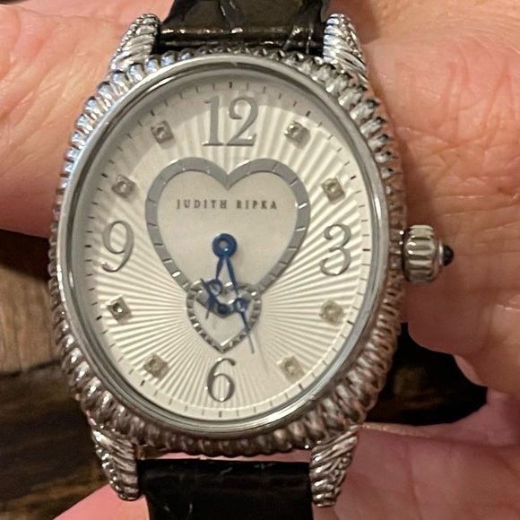 MINT Judith Ripka Sterl Silver Quartz Watch w/Cabachon Crown - Picture 5 of 6